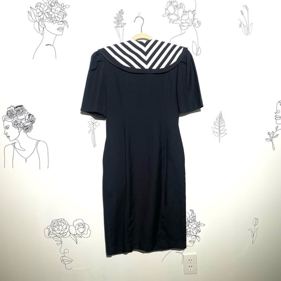 Vintage Black and White Sailor Dress MHM MELISSA HARPER - Picture 2 of 4